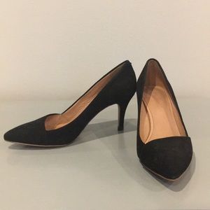Madewell Mira Midi suede pump in black, size 7